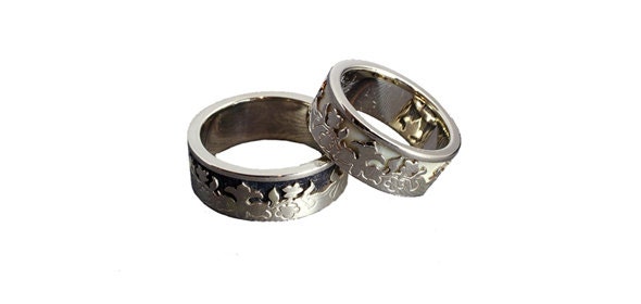 FOLK - Wedding ring with hungarian folk pattern