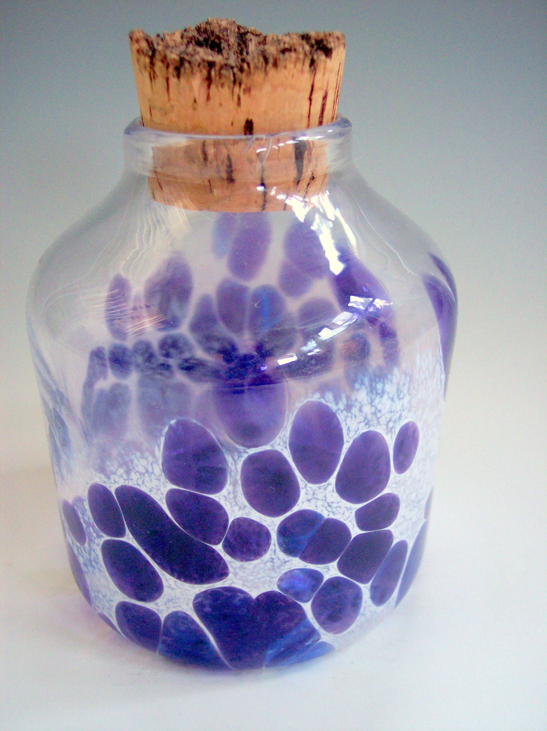 Hand Blown Glass Apothecary, Spice, Herb Jar bottle, Glassware, by Riker Art Glass