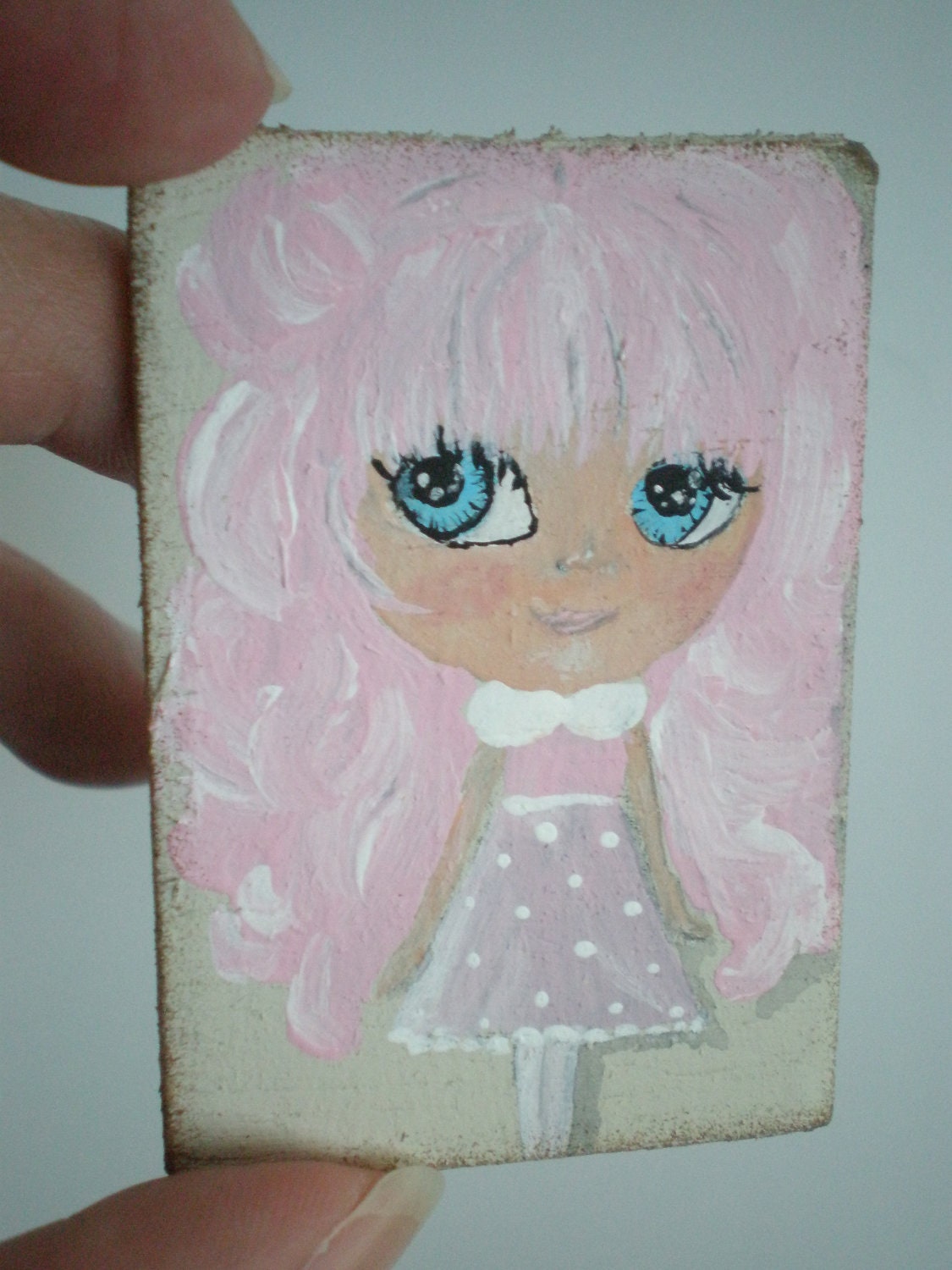 Hand Painted Doll Portrait Dollhouse Miniature Painting