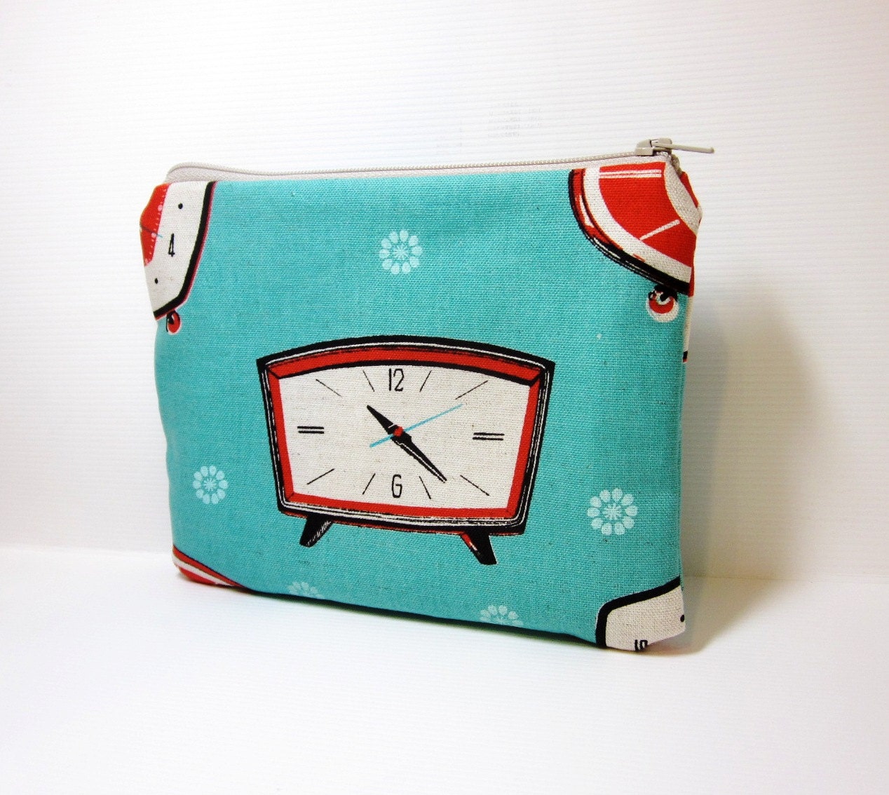 Small Zipper Pouch Small Wallet Small Cosmetic Pouch Retro Alarm Clock - handjstarcreations