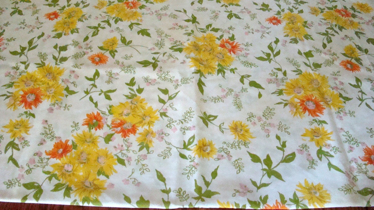 Vintage Floral Pillowcase Yellows / Reclaimed Linens