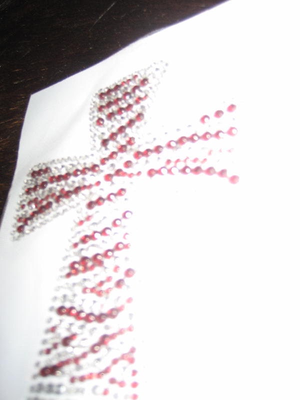 Diy Pink and Clear Rhinestone Cross Applique Zebra Style