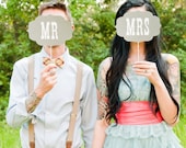 Photo Booth Prop. Mr and Mrs Wedding Signs. Photo Prop - Grey and White