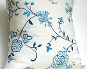 Waverly Belle Embroidery Fabric - Throw Pillow Cover Blue and White