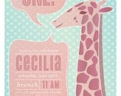 The Big ONE Giraffe Birthday Party Invite Invitation