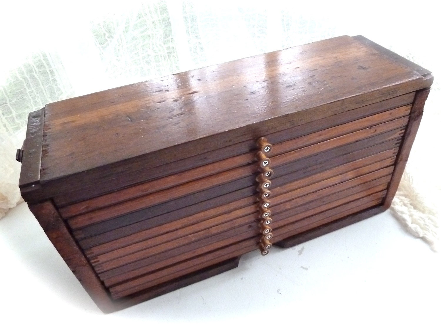 Rustic antique wooden chest/cigar drying box or trunk 1