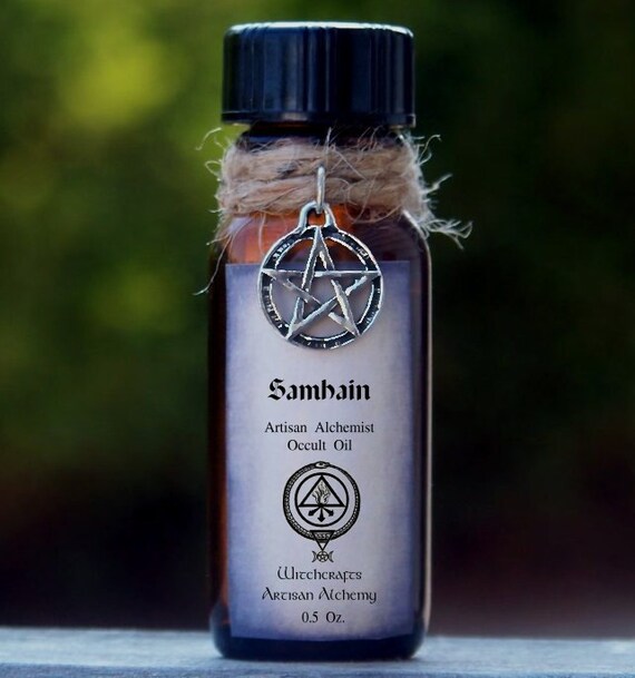 SAMHAIN Artisan Alchemist Sabbat Ritual Perfume Oil w/ Black Jet, Amber Pebbles, Pumpkin, Harvest Spices