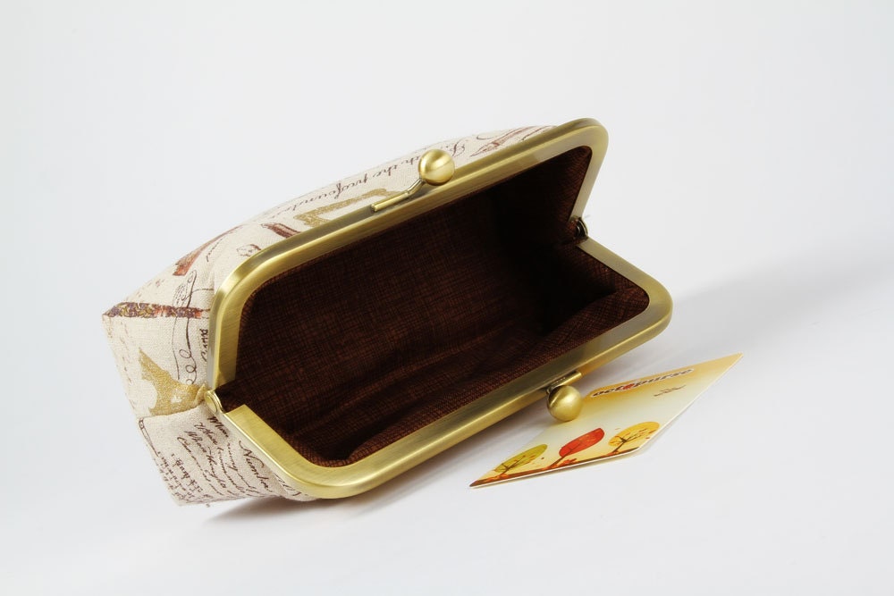 Bag pouch - Handwriting - metal frame clutch bag