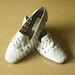 1980s woven leather off white preppy loafers size 6