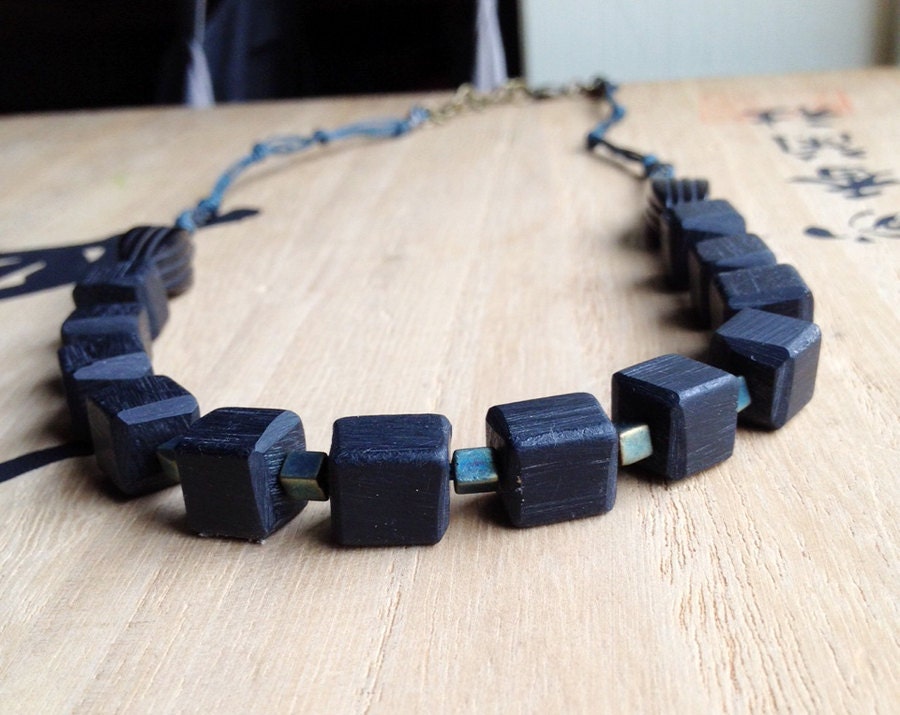 GAETA - Indonesian resin, raku glass, horn necklace for men