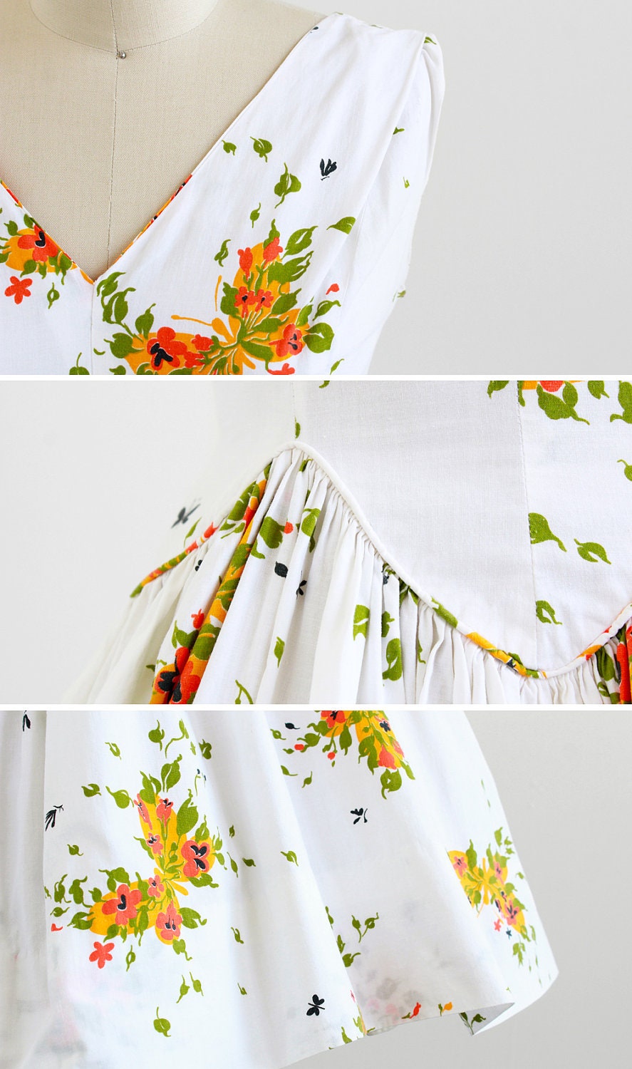 vintage 1950s dress / butterfly dress / 50s Butterflies Print Cotton Sundress