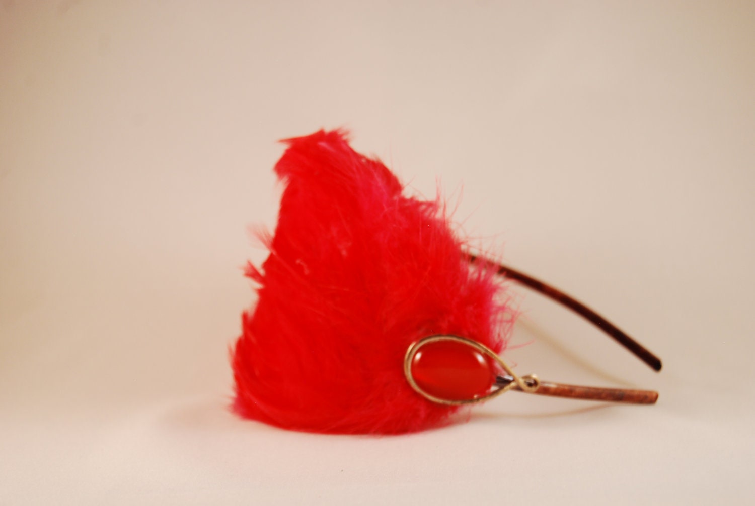 50% off LIQUIDATION SALE Red Hackle Feather Headband