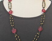 Pearls and Roses Wire-Wrapped Rosary Chain Necklace