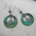 Patina Dangle Earrings - Teal, Silver, Round, Bohemian Chandelier, Hoop