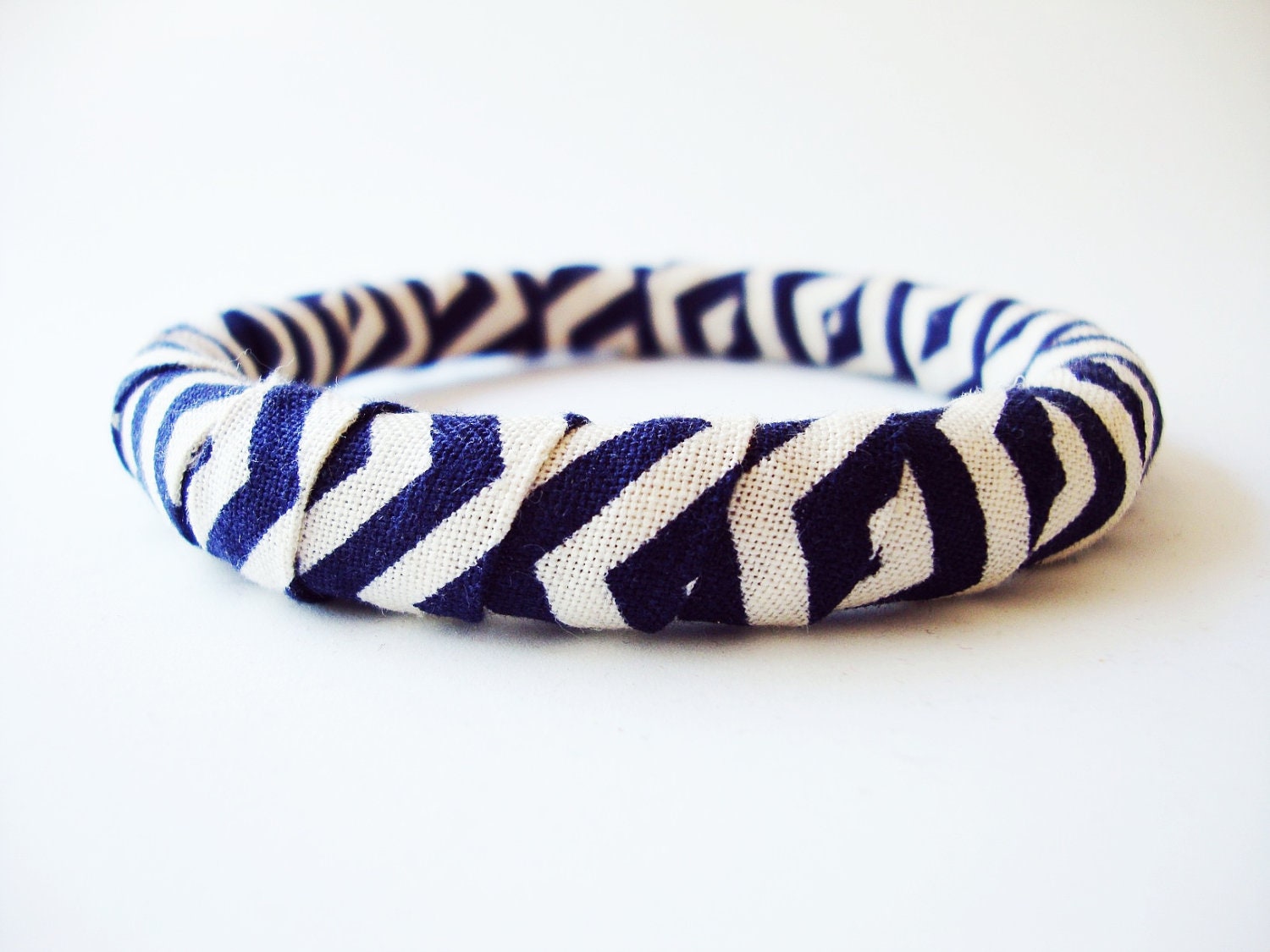 Navy Chevron Bangle Bracelet