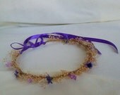 Bridal hair Accessories lavender hair flower wreath -Anna- Rustic Wedding Babys breath Flower Crown Purple headpiece flower girl halo