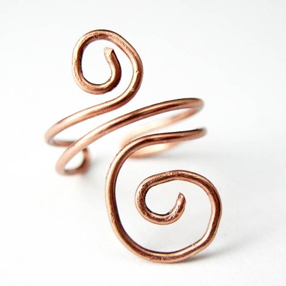 Copper Wire Ear Cuff, Swirl, Medium