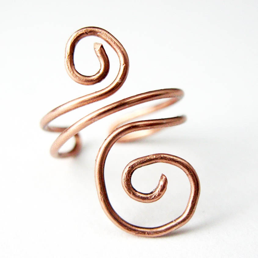 Copper Wire Ear Cuff, Swirl, Medium