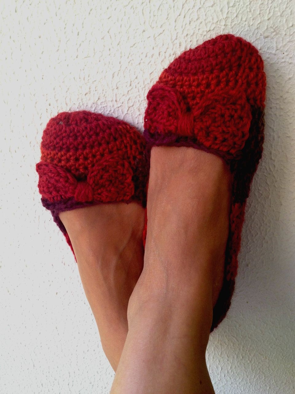 Crochet Womens Slippers, Ballet Flats, House Shoes With Bowl