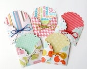 Scalloped ENVELOPES or JOURNALING POCKETS tied with Twine - 5 count