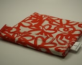 Reusable eco friendly washable Sandwich Bag - red/orange flowers on white