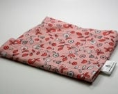 Reusable eco friendly washable Sandwich Bag - pink white grey birds on pink