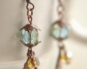 RESERVED - Art Nouveaux Victorian Dangle Earrings - Catching Fireflies.
