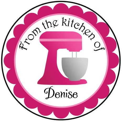 mixer cooking baking customized stickers - from the kitchen of - round custom stickers (design21) baked with love