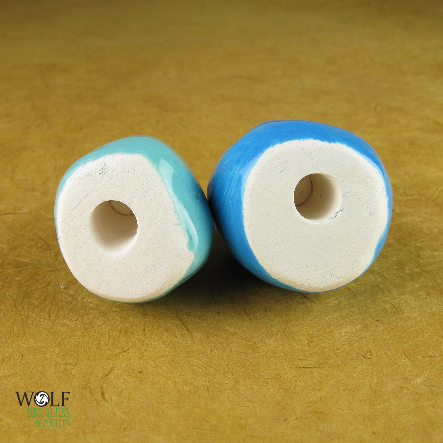 Pottery Owl Pair - The Owlet Misfits Collection Blue and Turquoise
