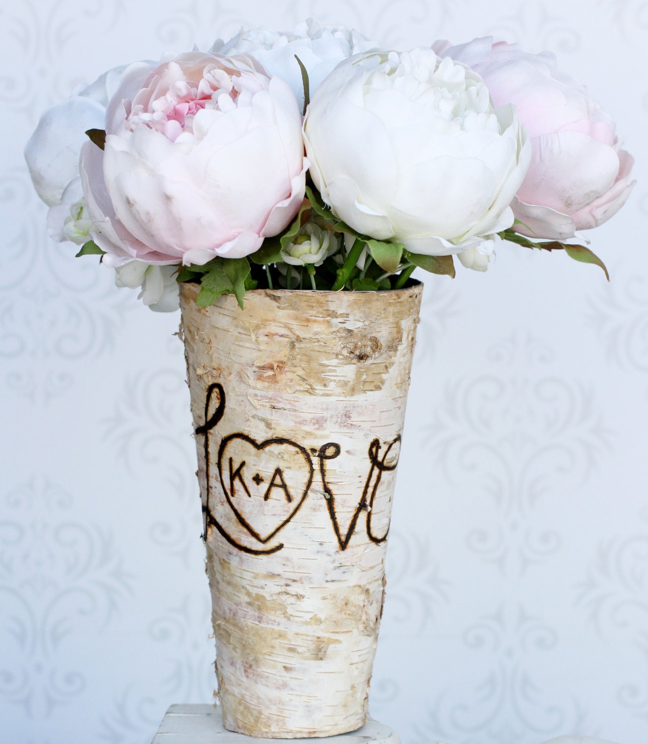 Personalized Custom Engraved  Birch Wood Vase