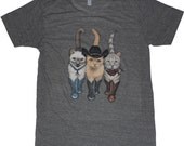 Three Western Cowboy Kitty Cats Men's American Apparel Tri-blend T-shirt Athletic Gray