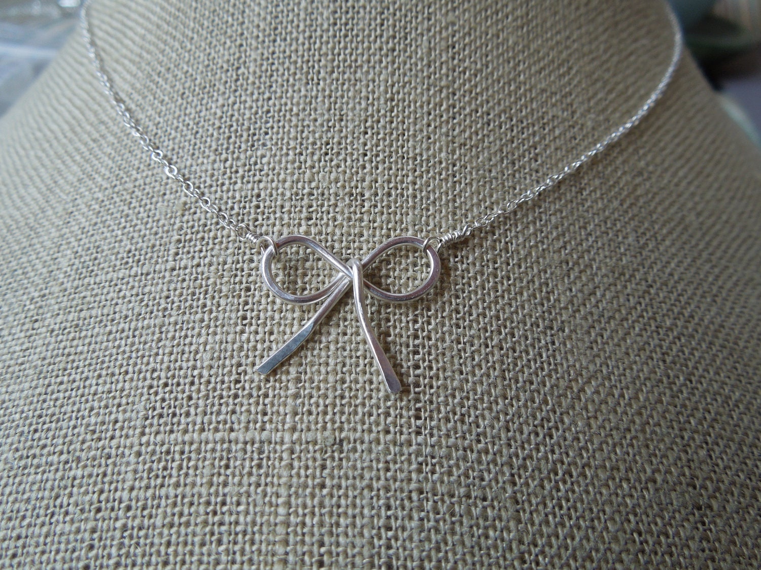 bow necklace sterling silver, bow tie, ribbon, friendship, tiny,  simple, modern, classic, gift, delicate, bridesmaid gift, graduation