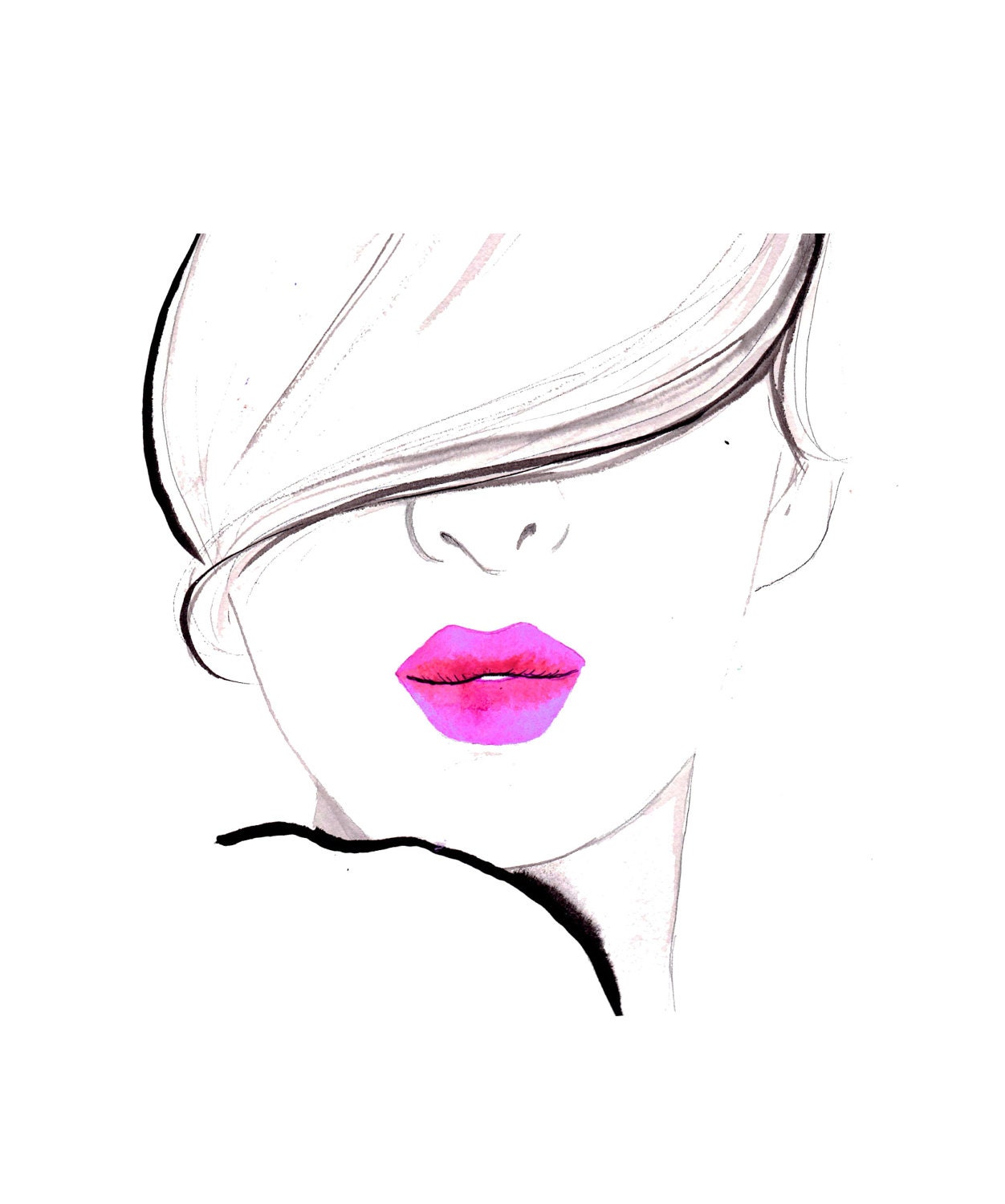 Print from original watercolor study by Jessica Durrant titled, Pucker Up