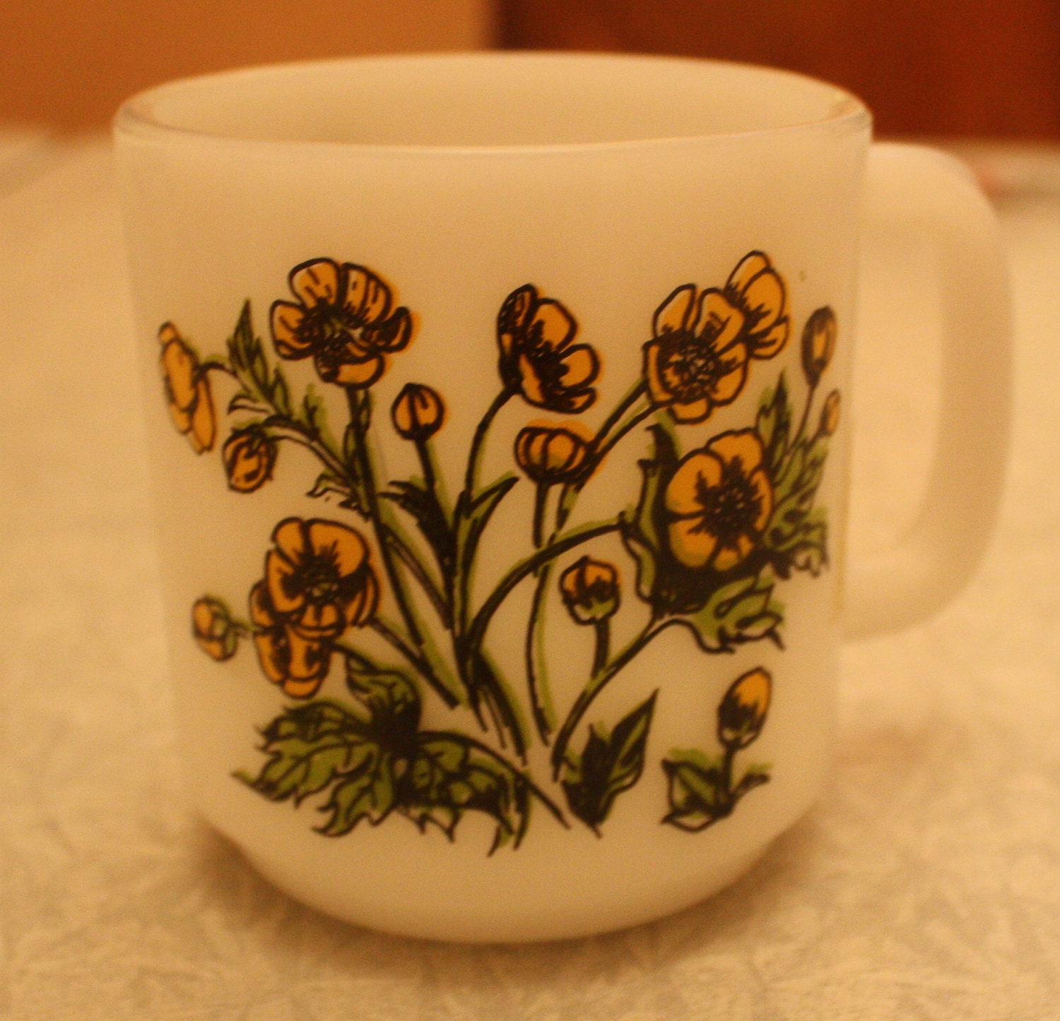 Vintage Milk glass buttercup flower cup