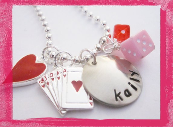 Hand Stamped Necklace -  Personalized Jewelry - GAME NIGHT