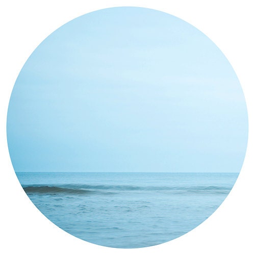 Beach photography beach photograph 12x12 nautical ocean landscape fine art round photo square print modern wall art light blue navy blue