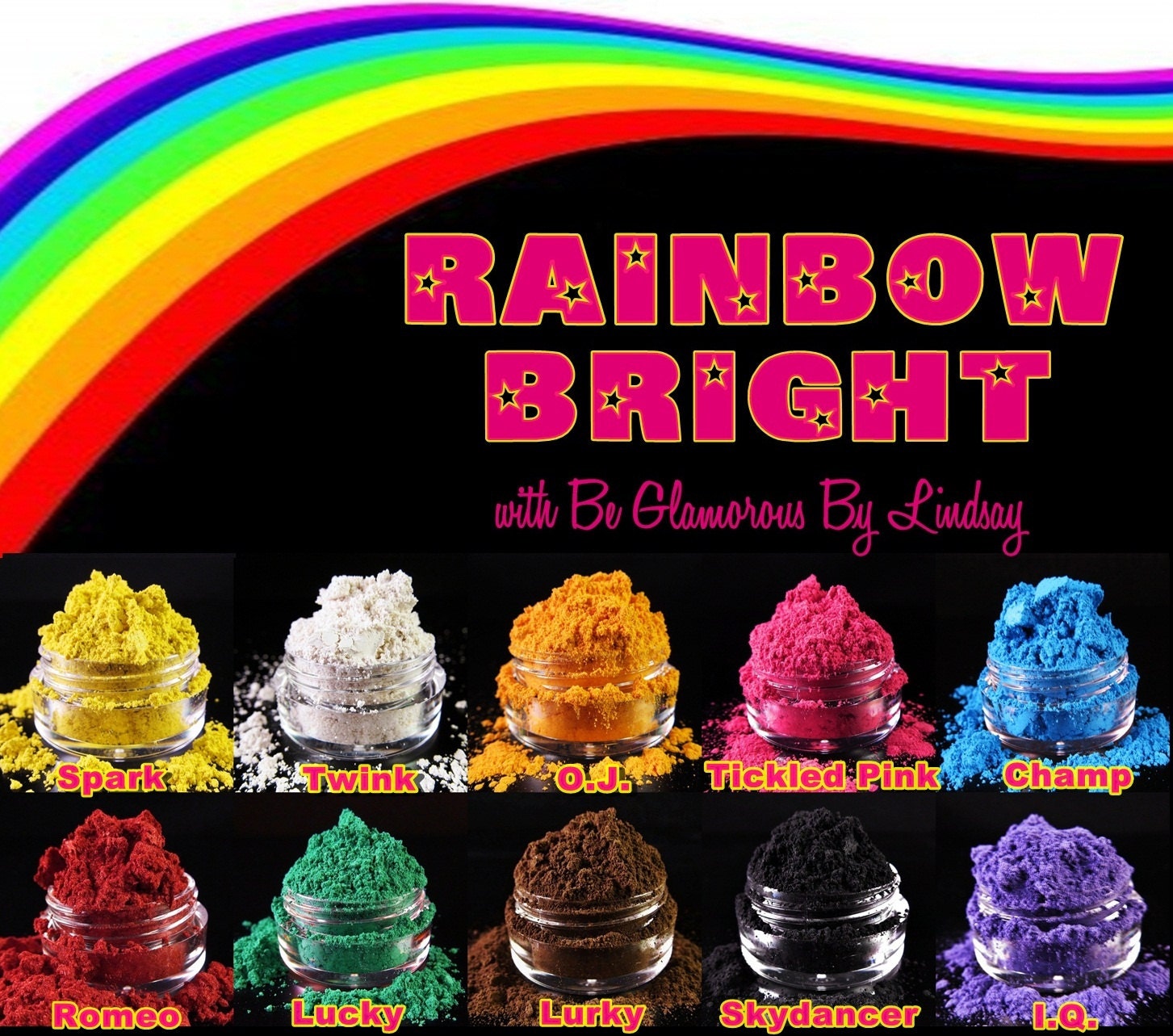 Mineral Eyeshadow Rainbow Bright Collection-In Stacking Jars-