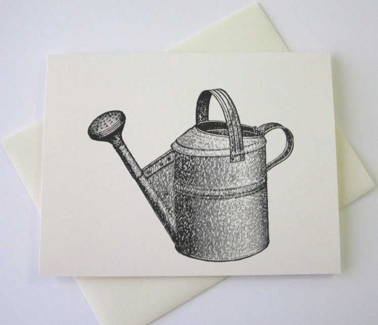 Watering Can Note Cards Stationery Set of 10 Cards