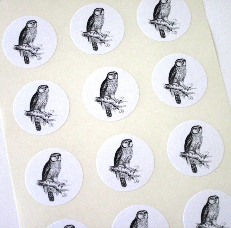 Owl Stickers One Inch Round Seals