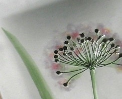 GRACEFUL REAL ALLIUM handmade hangable art signed home decor ceramic watercolor spring organic serving tray lavender lilac hyacinth gift