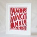 VALENTINE'S DAY LOVE Quotes Amor Vincit Omnia - Love Conqures All - Wall Art, Wall Decor, Wedding, Anniversary, Valentine