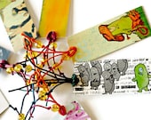 Bookmarks, Illustrated Bookmarks, tiny art, Little Green Guy BookMarks