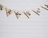 mr. and mrs. // hand painted wood pennants