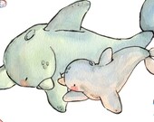 Children Art Print. My Baby Collection- My Baby Dolphin. PRINT 8X10. Nursery Art Home Decor
