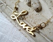 Gold Necklace, Love Charm, True Love, Bridesmaid Necklace, 14K Gold Filled Chain - True Love