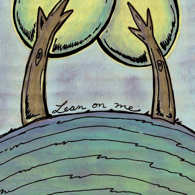 BOGO SALE - Yellow, Green and Brown Trees on a Hill 8x10 Friendship Wall Art Print - Lean on Me
