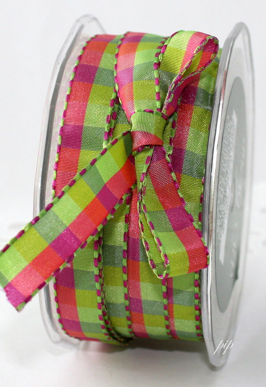 Ribbon - Bright Green, Fuschia, Yellow  - 1/2" by the yard