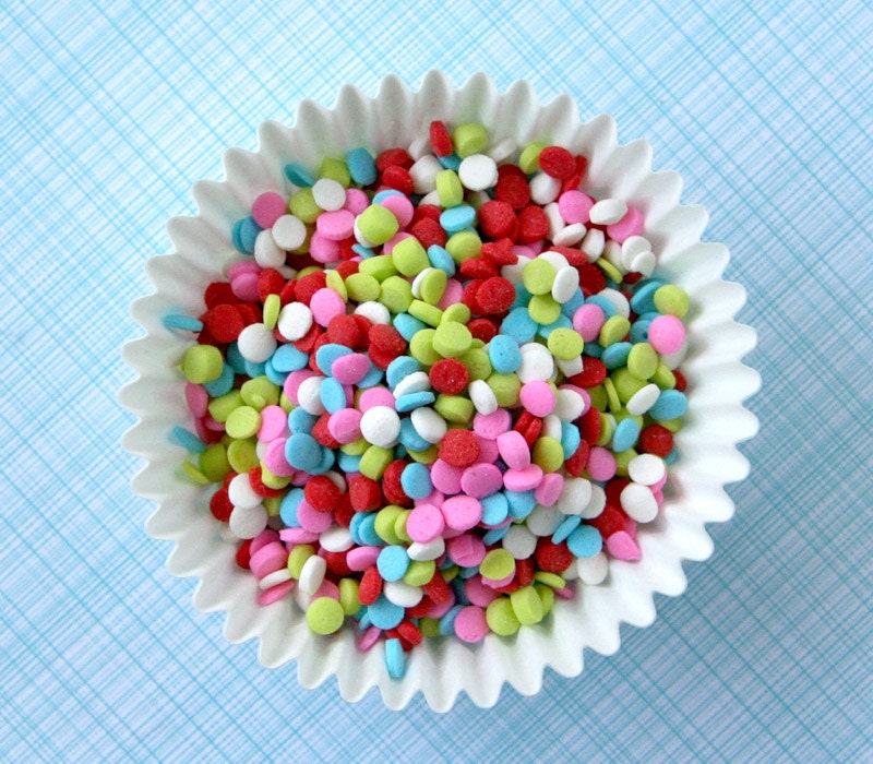 Lollipop Confetti Quin Sprinkles for Decorating Cupcakes and Cookies (4 oz) - red, pink, blue, lime, white Il_570xn