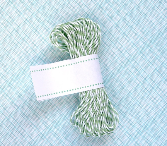 Seaweed Green Bakers Twine - Light Green and White Striped Twine (15 yards) Il_570xn
