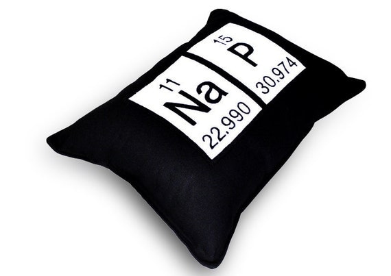 Periodic Table Geeky Nap Pillow - Chemistry Elements - Black Cotton Embroidered